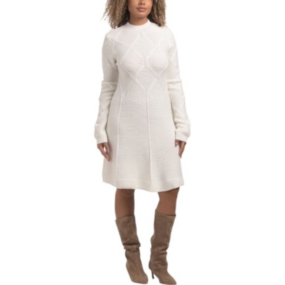 Ellen Tracy Dresses & Skirts - ELLEN TRACY Mock Neck Flared Mini Sweater Dress